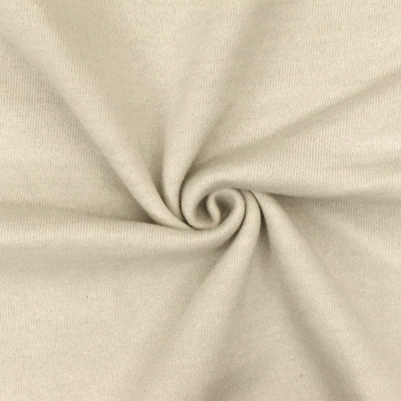 Oatmeal Beige Solid Stretch Cotton Poly Brushed Terry Fleece Knit Fabric