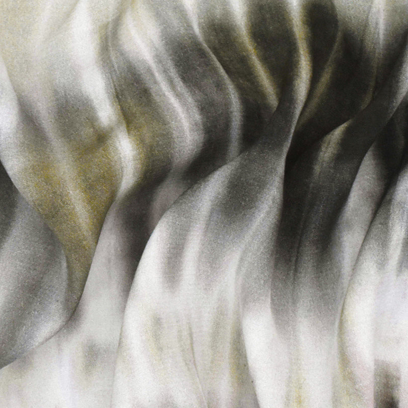 Gray-Rust-Multi Famous Designer Tie Dye Printed Rayon Crepe Faille Fabric