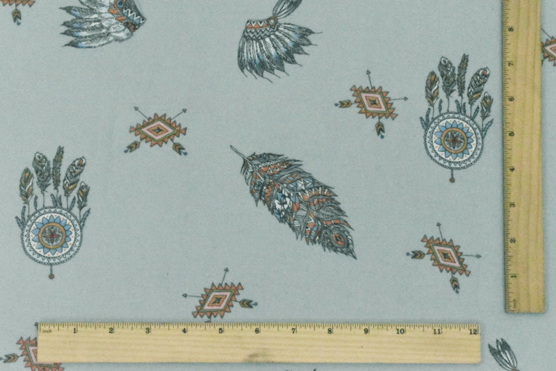 Ash Mist Blue-Multi Famous Designer Dream Catcher Printed Chiffon Fabric