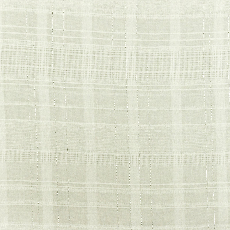 Ivory-Silver Famous Designer Semi-Sheer Plaid Texture Woven Fabric