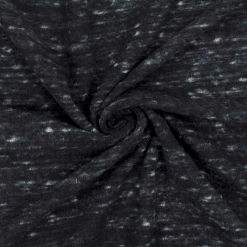 Deep Gray-Ivory Famous Designer Textured Slub Brushed Back 1x1 Rib Knit