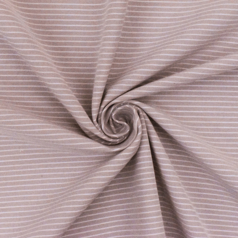 Dusty Rose Pink-White Striped Stretch Shirting Woven Fabric