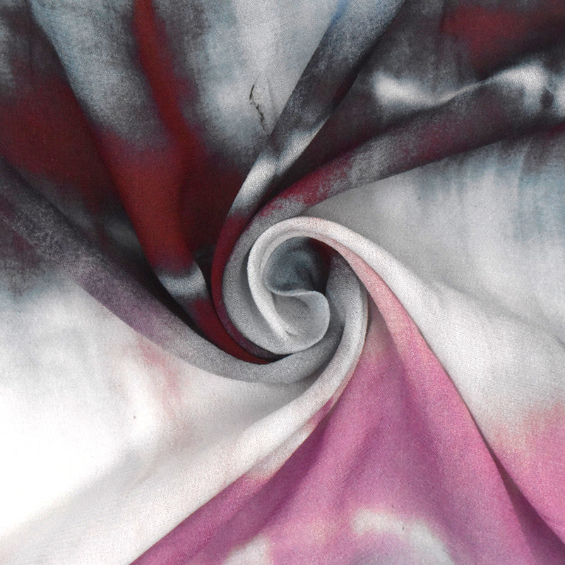 Pastel Blue-Pink-Multi Famous Designer Tie Dye Rayon Chiffon Fabric