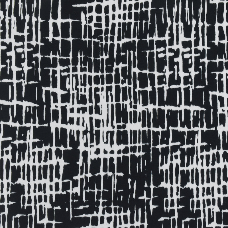 Black-White Famous Designer Abstract Cross Hatch Printed ITY Knit Fabric