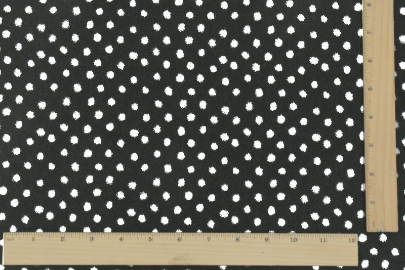Basic Black-White Famous Designer Blurry Dot Printed Chiffon Fabric