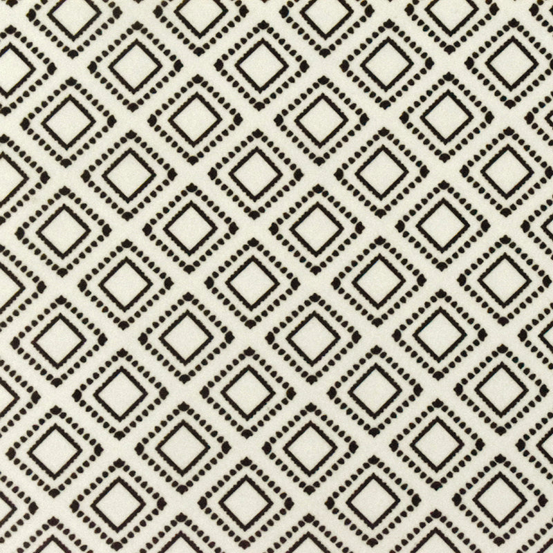 Bone Ivory-Black Famous Designer Diamond Mark Printed Georgette Fabric