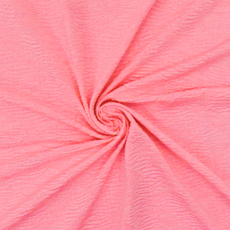 Neon Pink Crinkle Stretch Plisse Polyspan Jersey Knit Fabric