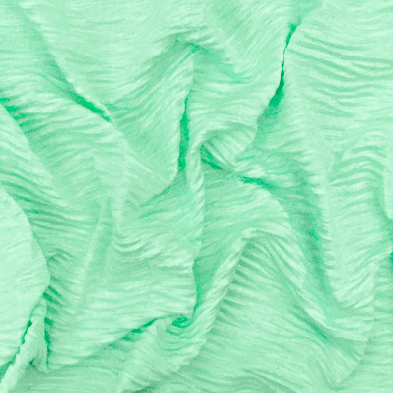 Fresh Mint Crinkle Stretch Plisse Polyspan Jersey Knit Fabric