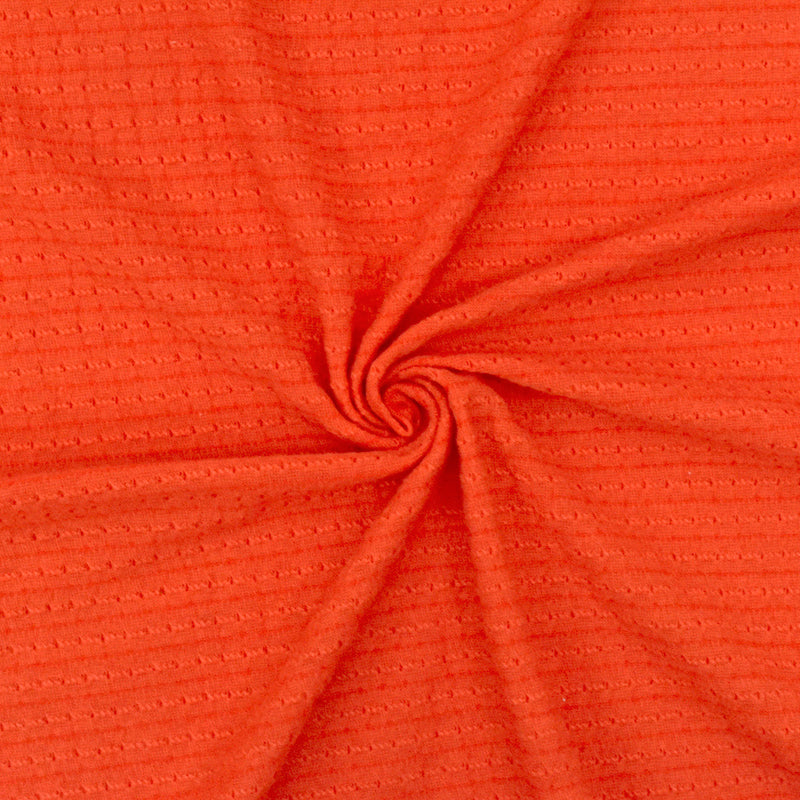 Fire Orange Stripe Texture Stretch Jersey Knit Fabric