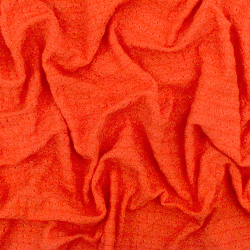 Fire Orange Stripe Texture Stretch Jersey Knit Fabric