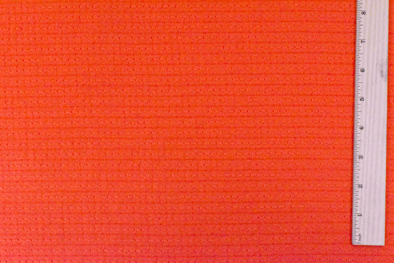 Fire Orange Stripe Texture Stretch Jersey Knit Fabric