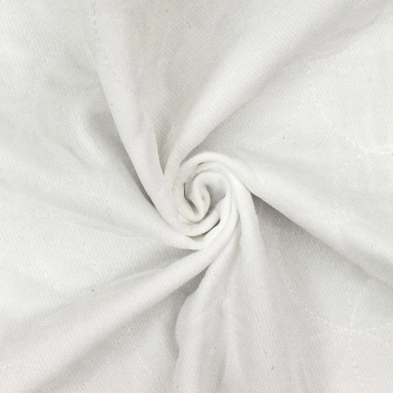 Cloudy White Circle Embroidered Poly Double Woven Fabrics
