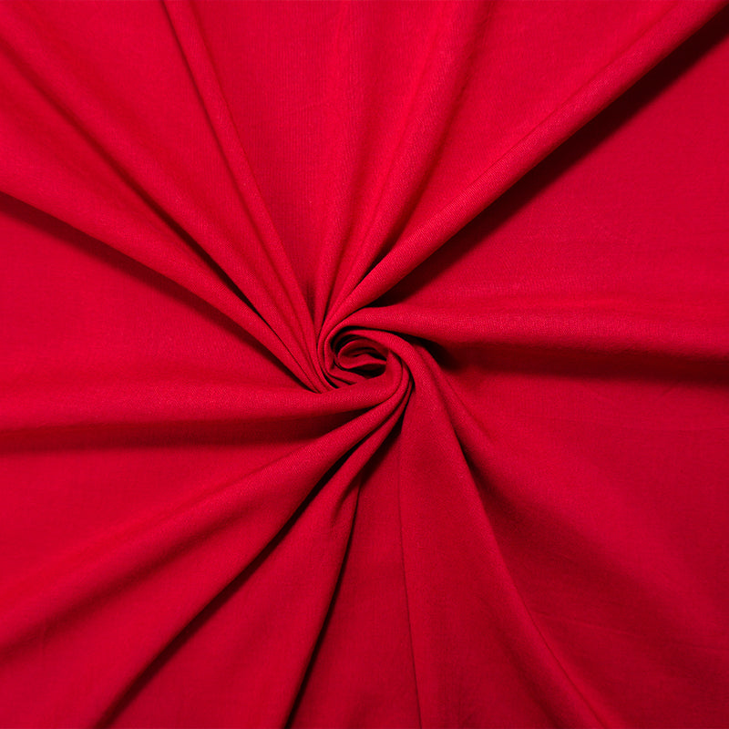 Red Rayon Solid Challis Woven Fabric