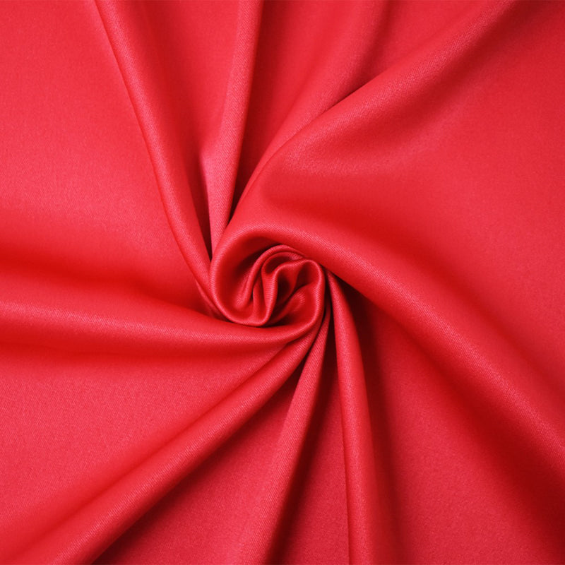Red Poly Spandex Stretch Solid Stretch Lamour Woven Fabric