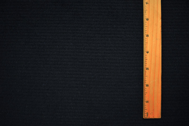 Deep Blue-Black Wool Poly Stripe Brushed Woven Jacketing Fabric