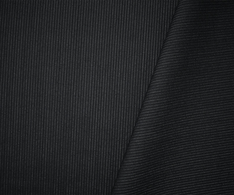 8 YD PC-Black-Gray Wool Rayon Stripe Woven Shirting Fabric