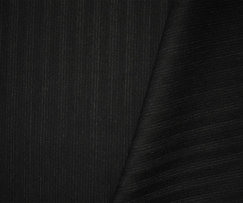 Black Wool Rayon Stripe Twill Woven Suiting Fabric