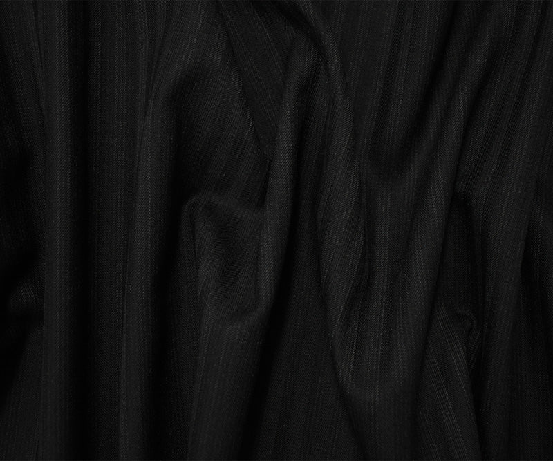 Black Wool Rayon Stripe Twill Woven Suiting Fabric