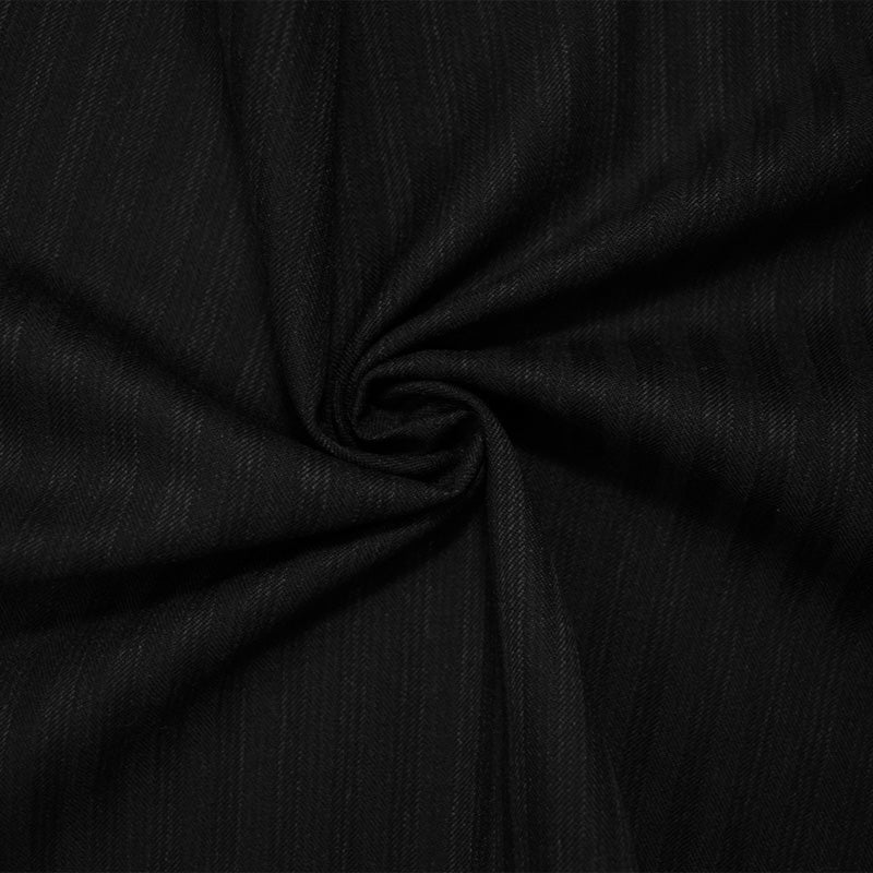 Black Wool Rayon Stripe Twill Woven Suiting Fabric