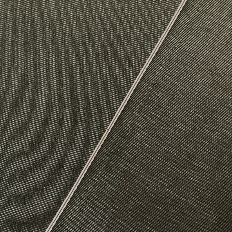 2 1/4 YD PC-Green-Gray 4 oz. Cotton Blend Japanese Selvedge Denim Woven Fabric
