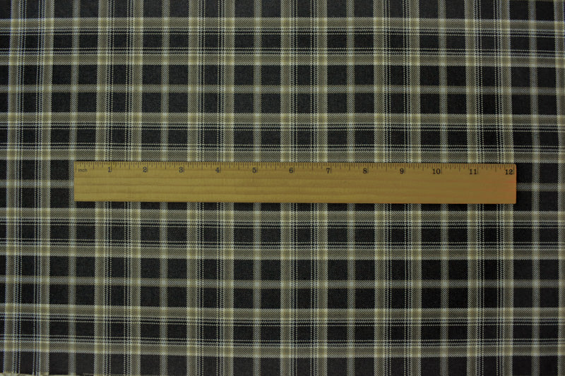 Black-White-Multi Poly Wool Japanese Plaid Twill Woven Suiting Fabric