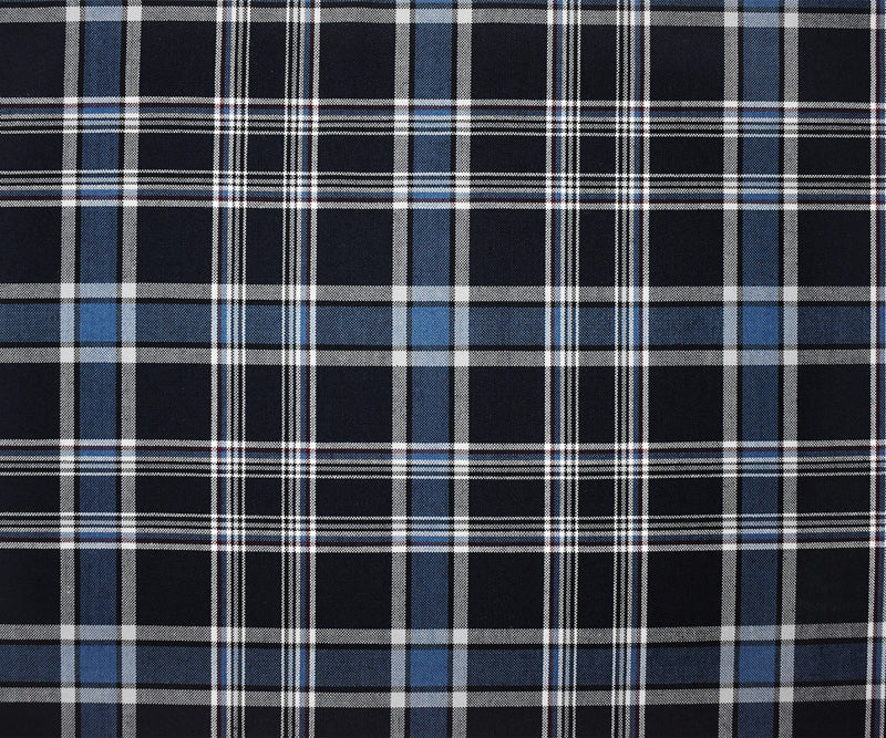 Blue-Multi Poly Wool Japanese Plaid Twill Woven Suiting Fabric