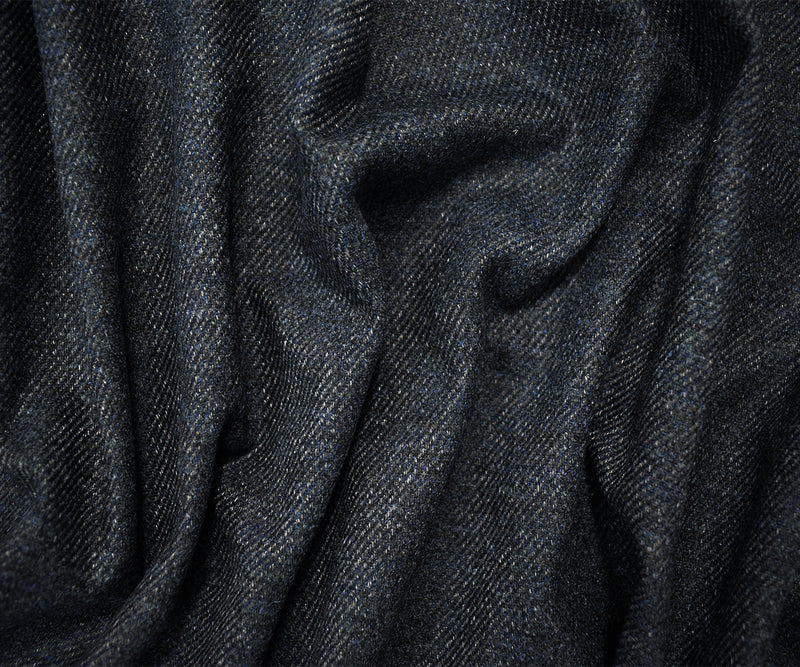 Blue-Black-Gray Wool Poly Slub Twill Woven Jacketing Fabric