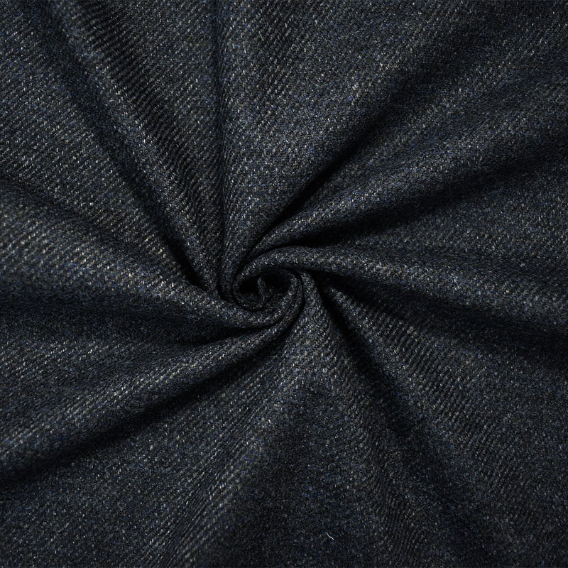 Blue-Black-Gray Wool Poly Slub Twill Woven Jacketing Fabric