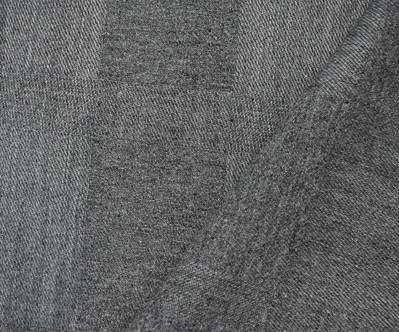 6 YD PC - Gray Wool Poly Check Twill Woven Jacketing Fabric
