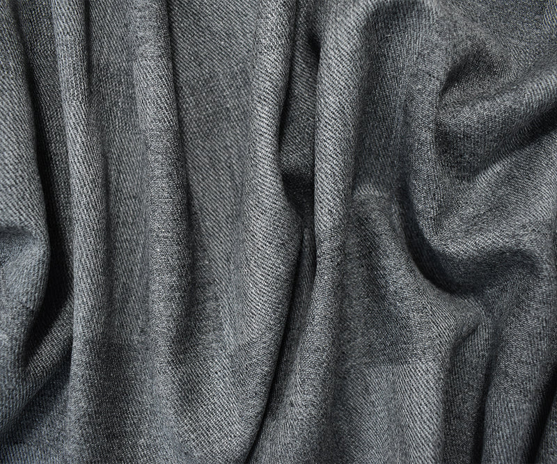 6 YD PC - Gray Wool Poly Check Twill Woven Jacketing Fabric