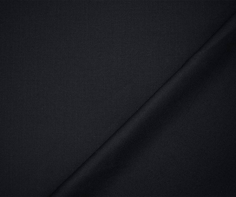 Deep Midnight Blue Wool Cotton Solid Twill Woven Suiting Fabric
