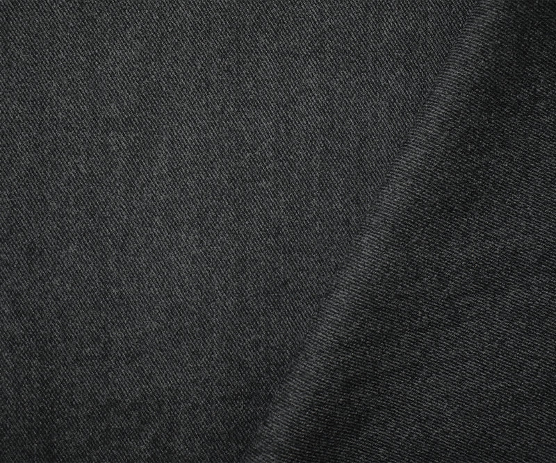 Black-Gray Wool Poly Slub Twill Woven Jacketing Fabric