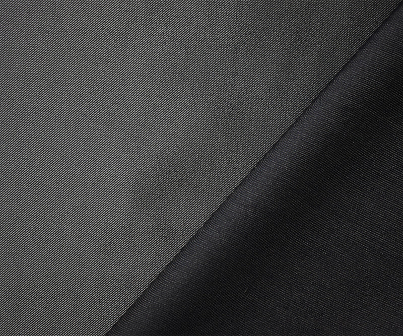 Black-Gray Wool Rayon Slub Twill Woven Suiting Fabric