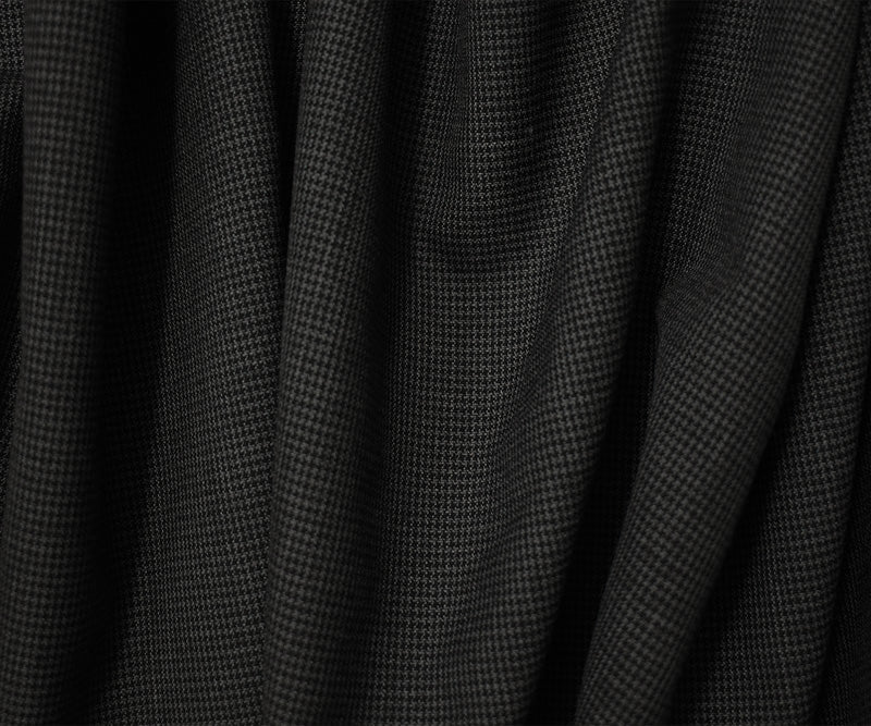 Gray-Black Wool Rayon Micro Houndstooth Woven Suiting Fabric