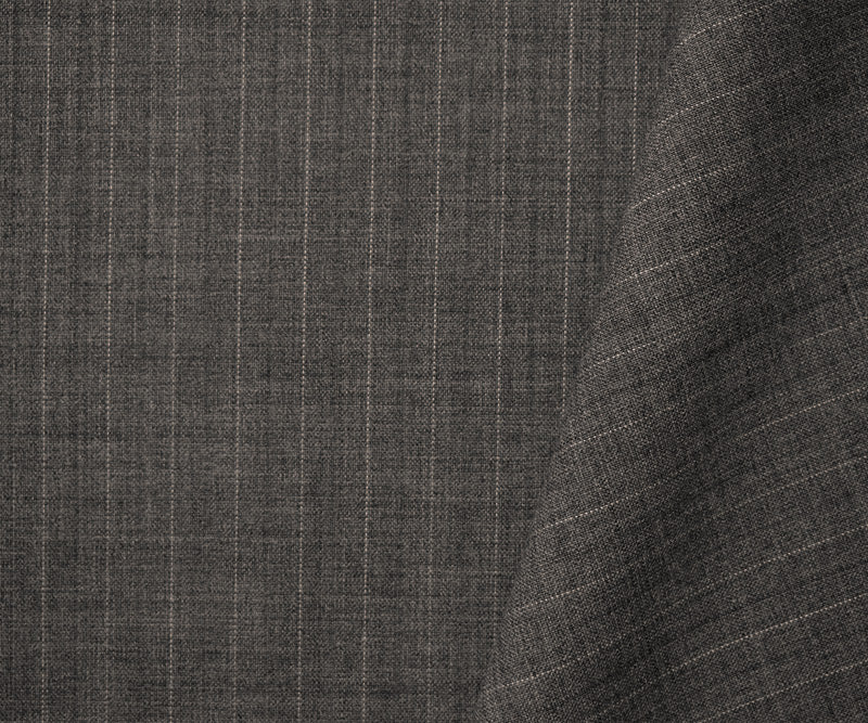 Gray-White Wool Poly Stripe Woven Shirting Fabric