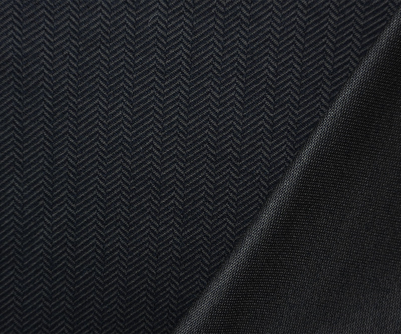 Blue-Gray Wool Poly Spandex Stretch Herringbone Double Knit Fabric