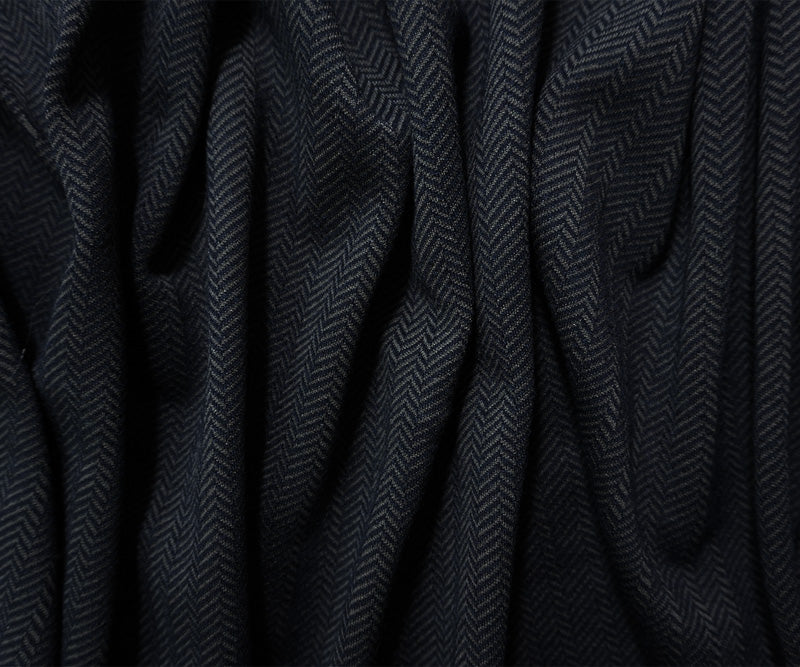 Blue-Gray Wool Poly Spandex Stretch Herringbone Double Knit Fabric