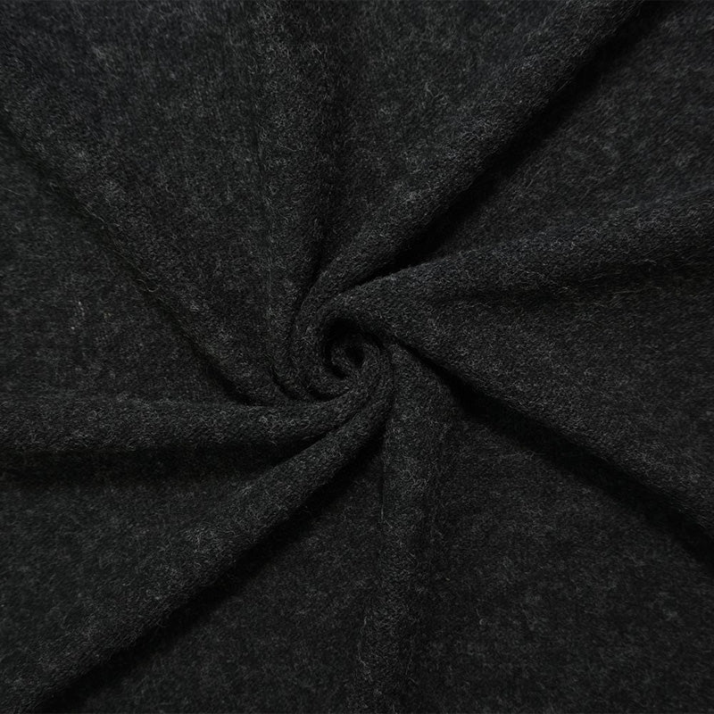 Black-Gray Wool-Nylon Texture Sweater Knit Fabric