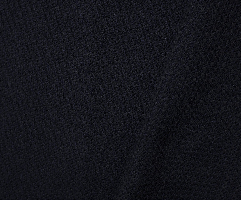 Black-Blue Wool Poly Slub Dobby Woven Coating Fabric