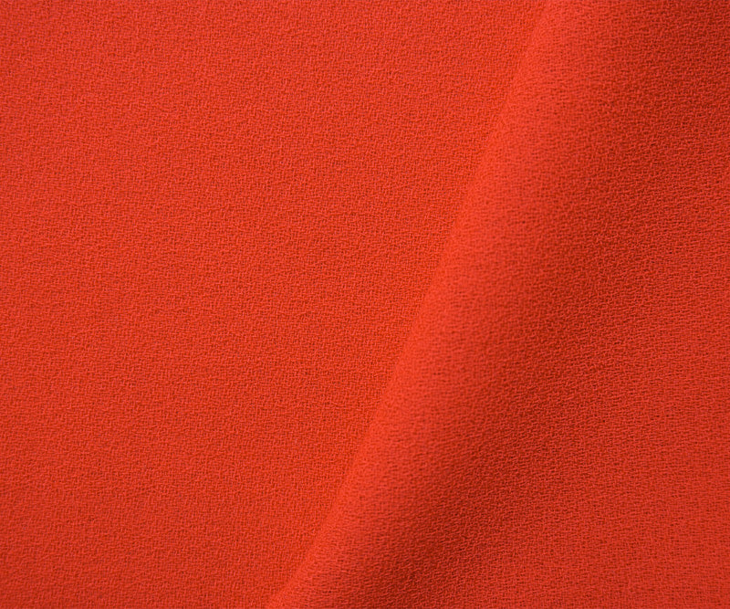 Red Wool-Poly Solid Momie Crepe Woven Suiting Fabric