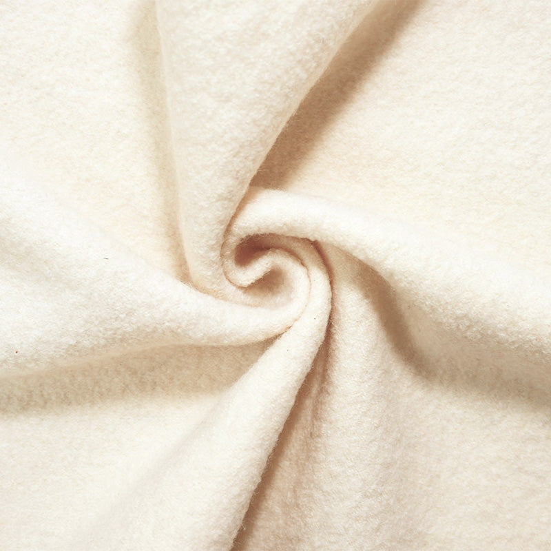 Ivory Wool Poly Solid Texture Double Knit Coating Fabric