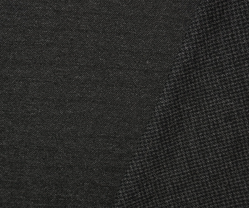 Black-Gray Wool Cotton Houndstooth Jacquard Double Knit Fabric