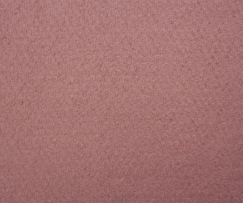 Pink Wool Poly Solid Boucle Knit Coating Fabric