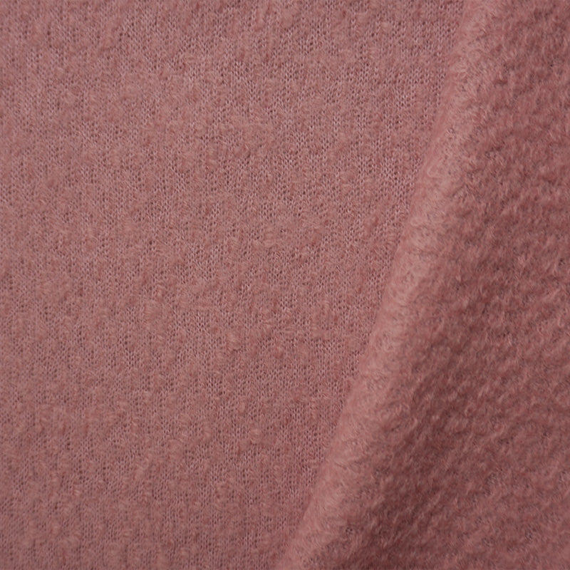 Pink Wool Poly Solid Boucle Knit Coating Fabric