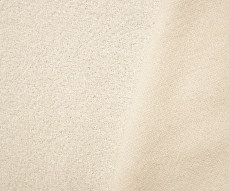 Ivory Wool Poly Solid Boucle Woven Jacketing Fabric