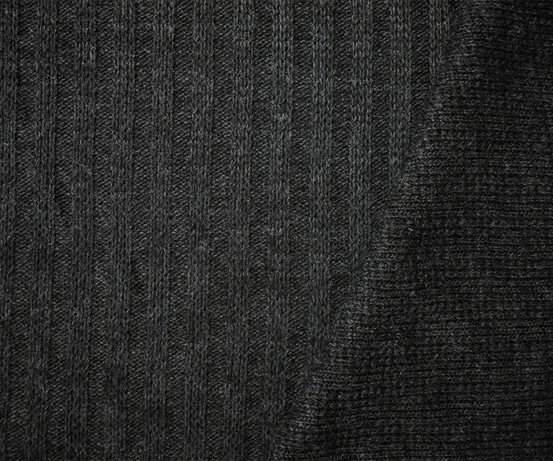 Black-Gray Acrylic Wool Sweater Rib Knit Fabric