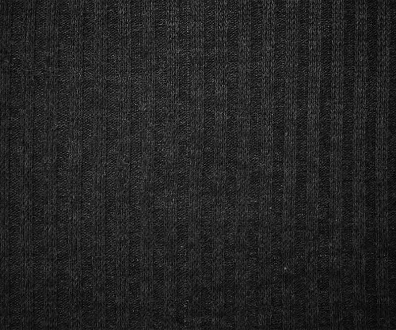 Black-Gray Acrylic Wool Sweater Rib Knit Fabric
