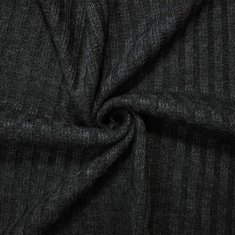 Black-Gray Acrylic Wool Sweater Rib Knit Fabric