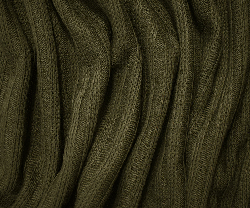 Green Acrylic Wool Sweater Rib Knit Fabric