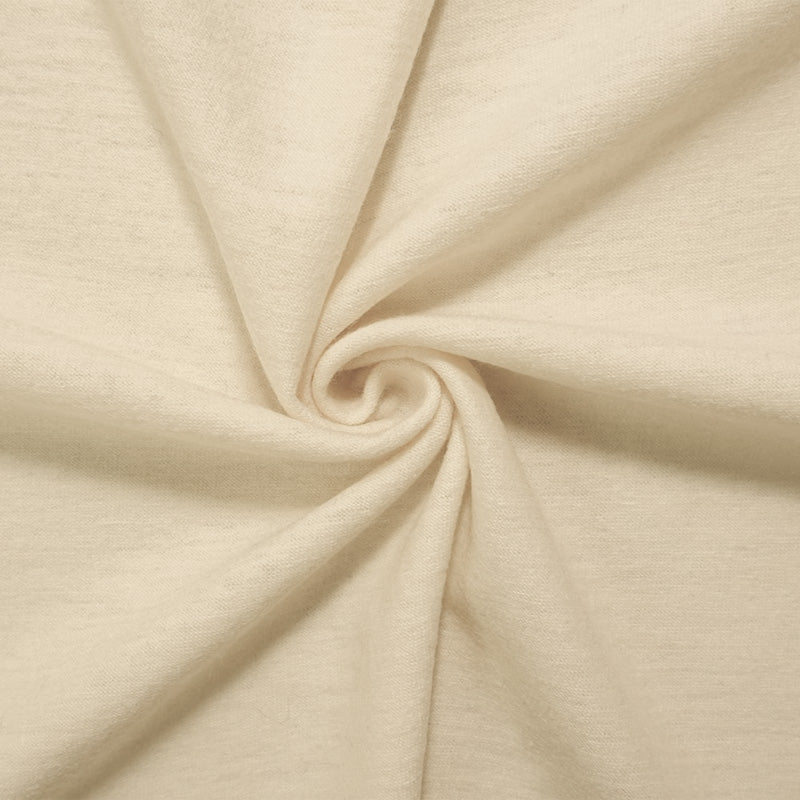 Ivory Wool Poly Spandex Stretch Slub Solid Jersey Knit Fabric